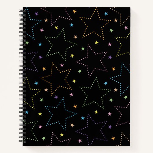 魔法カラフル星空の夜空のパターン ノートブック (正面)