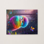 魔法カラフル林に幻想的な鳥 ジグソーパズル (横)