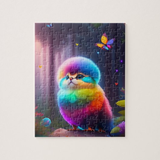 魔法カラフル林に幻想的な鳥 ジグソーパズル (縦)