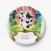 魔法カラフル牛誕生日 ペーパープレート (正面)
