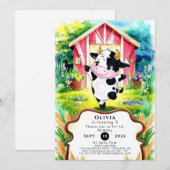 魔法カラフル牛誕生日 招待状 (正面/裏面)