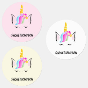 魔法ガーリーのユニコーンイラストレーションプリスクール ラベル