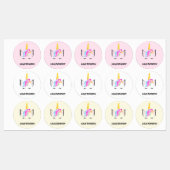 魔法ガーリーのユニコーンイラストレーションプリスクール ラベル (シート)