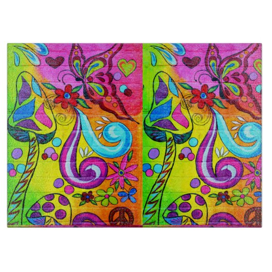 魔法キノコ及び蝶の切断板 カッティングボード (正面)