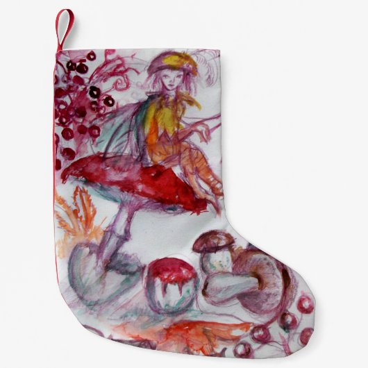 魔法キノコ紅白フローラファンタジー スモールクリスマスストッキング (正面)
