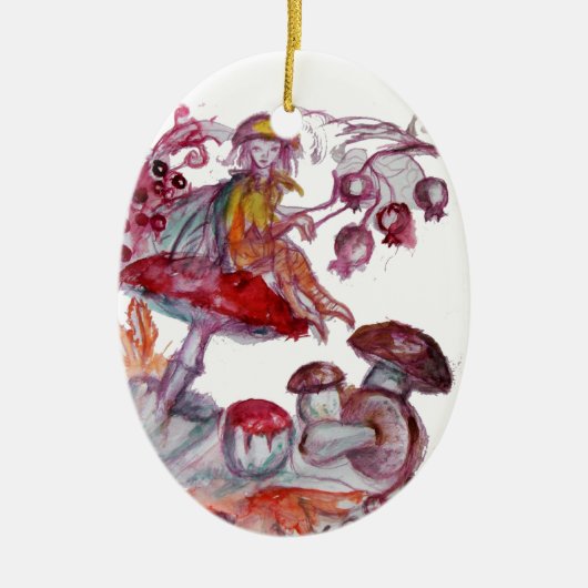 魔法キノコ紅白フローラファンタジー セラミックオーナメント (正面)