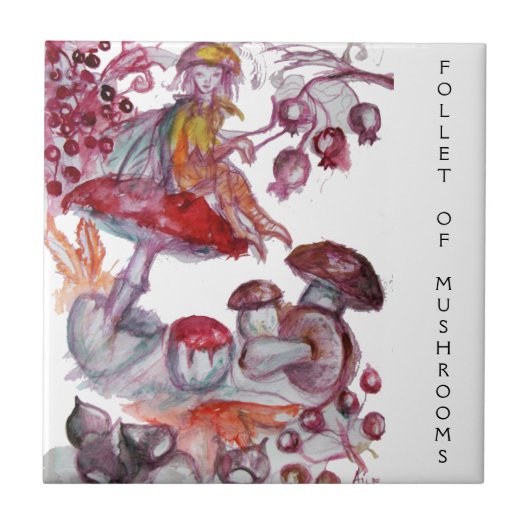 魔法キノコ紅白フローラファンタジー タイル (正面)