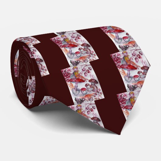 魔法キノコ紅白フローラファンタジー ネクタイ (ロール)
