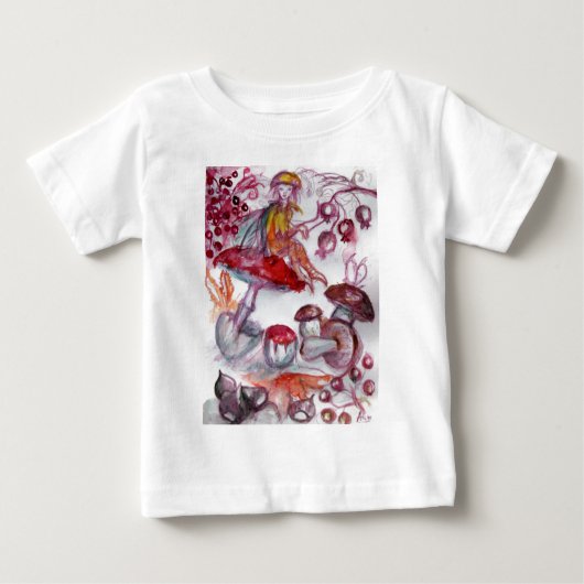 魔法キノコ紅白フローラファンタジー ベビーTシャツ (正面)