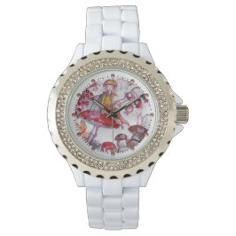 魔法キノコ紅白フローラファンタジー 腕時計