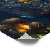 魔法キノコ |ファンタジーデジタルアート ポスター (角)