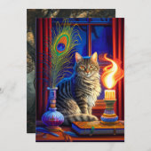 魔法キャットアンドスイング幽霊ハロウィン 招待状 (正面/裏面)