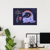 魔法キリンフォークアート ポスター (ホームオフィス)