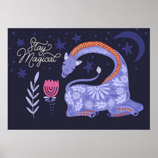 魔法キリンフォークアート ポスター