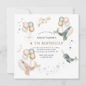 魔法クジラと風船誕生日招待状 (正面)