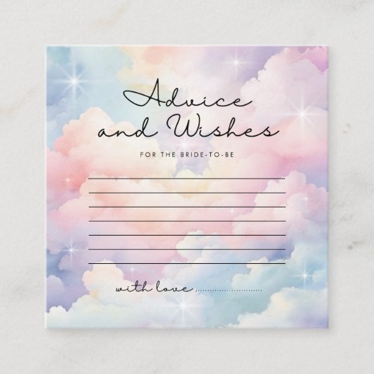 魔法クラウドスカイアドバイスとウィッシュブライダルシャワー エンクロージャーカード (正面)