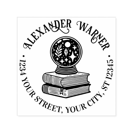 魔法クリスタルボールオンブックスネーム差出人住所 セルフインキングスタンプ (デザイン)