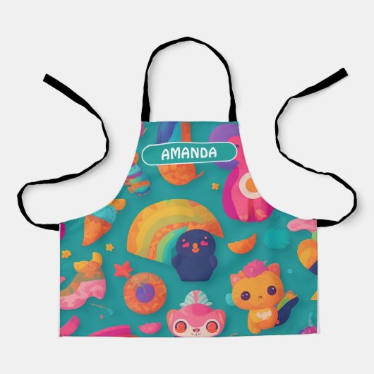 魔法クリージャーレインボーカラフルパターン エプロン (正面)