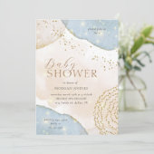 魔法グリッター抽象芸術パステルベビーシャワー 招待状 (スタンド正面)