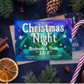 魔法グリーンパープルクリスマスナイトパーティーに住む 招待状