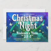 魔法グリーンパープルクリスマスナイトパーティーに住む 招待状 (正面)