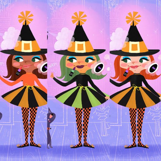 魔法グリーンヘアウィッチラベンダー&ピンクディ空白のー 招待状