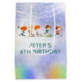 魔法サッカーの誕生日ゲーム ミディアムペーパーバッグ (裏面)