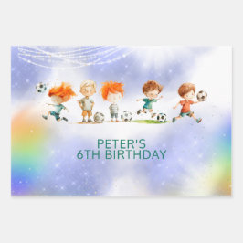 魔法サッカーの誕生日ゲーム ラッピングペーパーシート