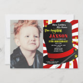 魔法ショーのパーティー誕生日マジシャンの写真 招待状 (正面)