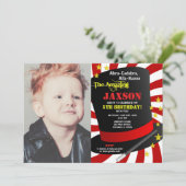 魔法ショーのパーティー誕生日マジシャンの写真 招待状 (スタンド正面)