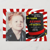 魔法ショーのパーティー誕生日マジシャンの写真 招待状 (正面/裏面)