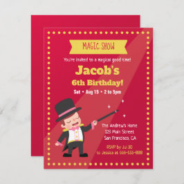 魔法ショーの手品師の男の子のバースデーパーティ招待状 招待状