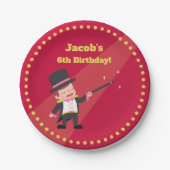 魔法ショーの手品師の男の子の誕生会の供給 ペーパープレート (正面)