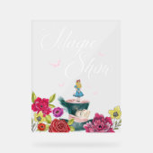 魔法ショーアリスinワンダーランド鮮やか花模様 アクリルサイン (正面)