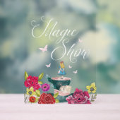 魔法ショーアリスinワンダーランド鮮やか花模様 アクリルサイン (ニュートラル)