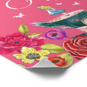 魔法ショーアリスinワンダーランド鮮やか花模様 ポスター (角)