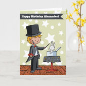 魔法ショーキッズパーソナライズされたハッピーバースデーカード カード (黄色い花)