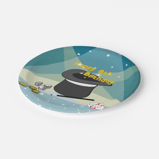 魔法ショーハッピー8誕生日キッズパーティー ペーパープレート (アングル)