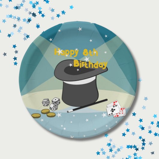 魔法ショーハッピー8誕生日キッズパーティー ペーパープレート