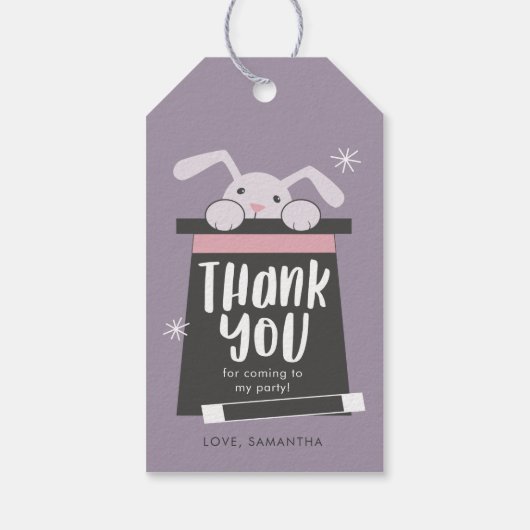 魔法ショーバニー誕生日パーティーありがとう ギフトタグ (裏面)