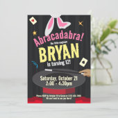 魔法ショーバースデーパーティーマジシャンハット&ラビット 招待状 (スタンド正面)