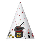 魔法ショーバースデーパーティー白黒レッドキッズ パーティーハット (正面)