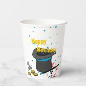 魔法ショー白黒ブルーバースデーパーティー 紙コップ (裏面)