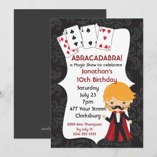 魔法ショー 招待状 (正面/裏面)