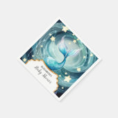 魔法シンプルの人魚の赤ちゃんシャワー スタンダードカクテルナプキン (角)