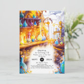 魔法シンプル実験科学者誕生日 招待状 (スタンド正面)