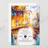 魔法シンプル実験科学者誕生日 招待状 (正面/裏面)