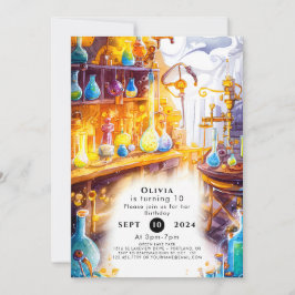 魔法シンプル実験科学者誕生日 招待状