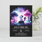 魔法シンプル猫誕生日 招待状 (スタンド正面)