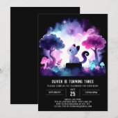 魔法シンプル猫誕生日 招待状 (正面/裏面)